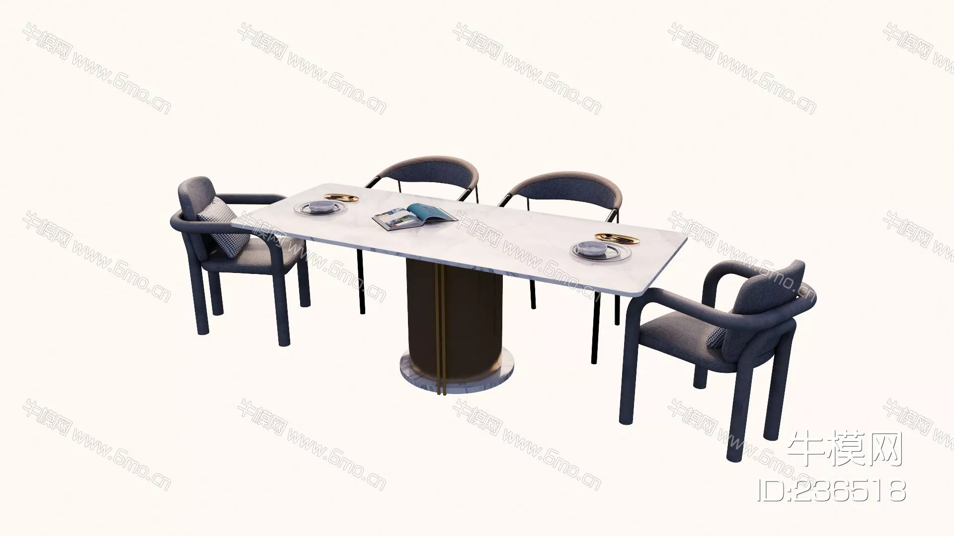 MODERN DINING TABLE SET - SKETCHUP 3D MODEL - ENSCAPE - 236518