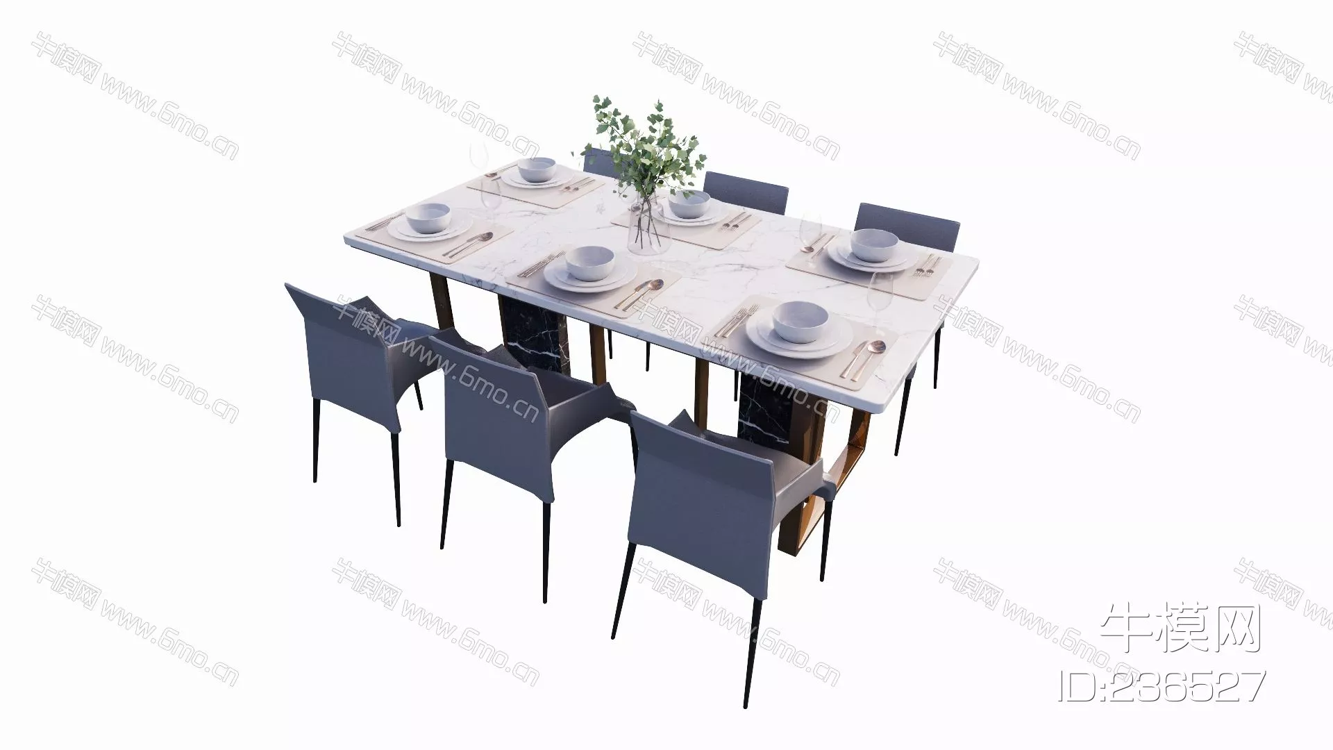 MODERN DINING TABLE SET - SKETCHUP 3D MODEL - ENSCAPE - 236527