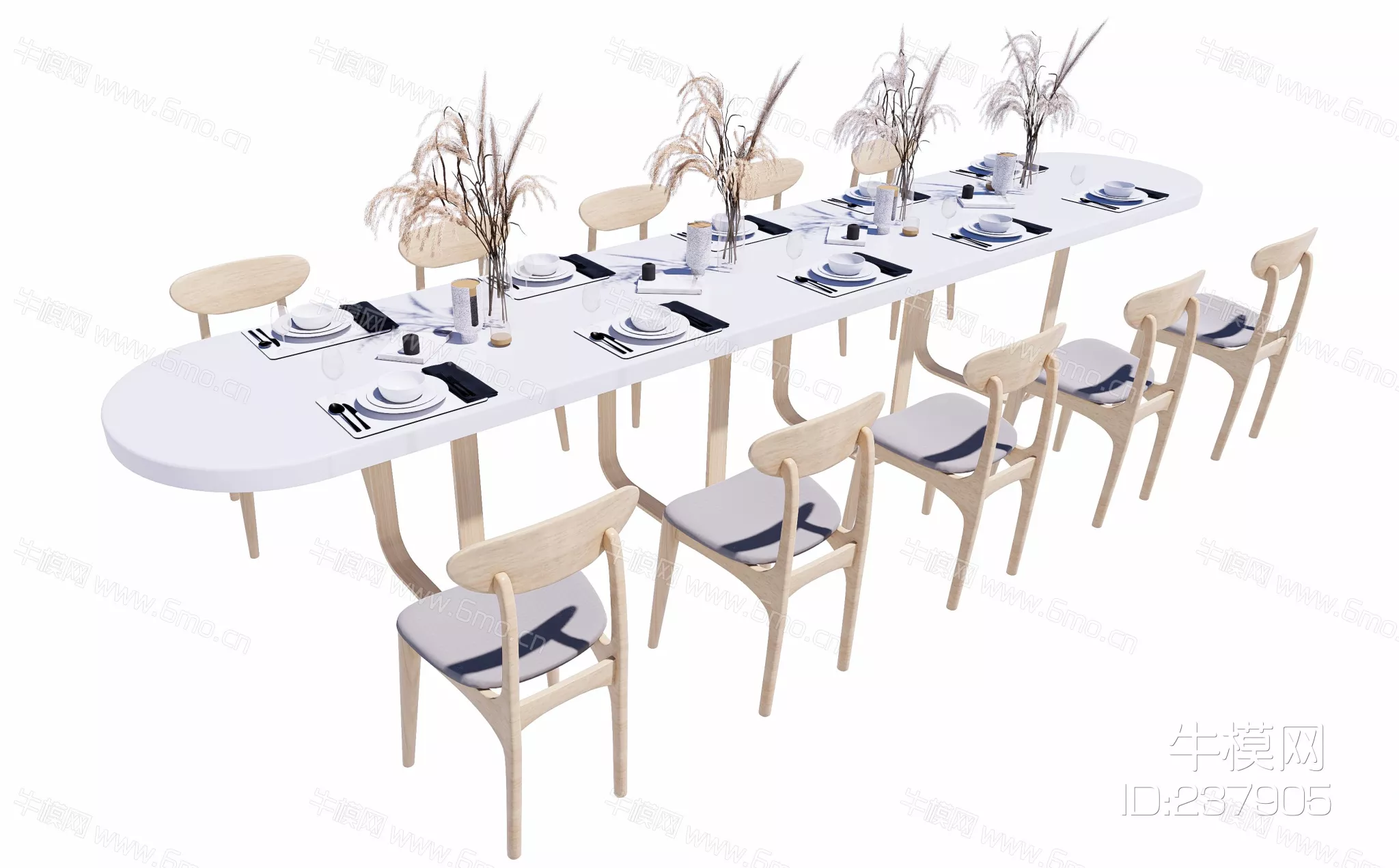 MODERN DINING TABLE SET - SKETCHUP 3D MODEL - ENSCAPE - 237905