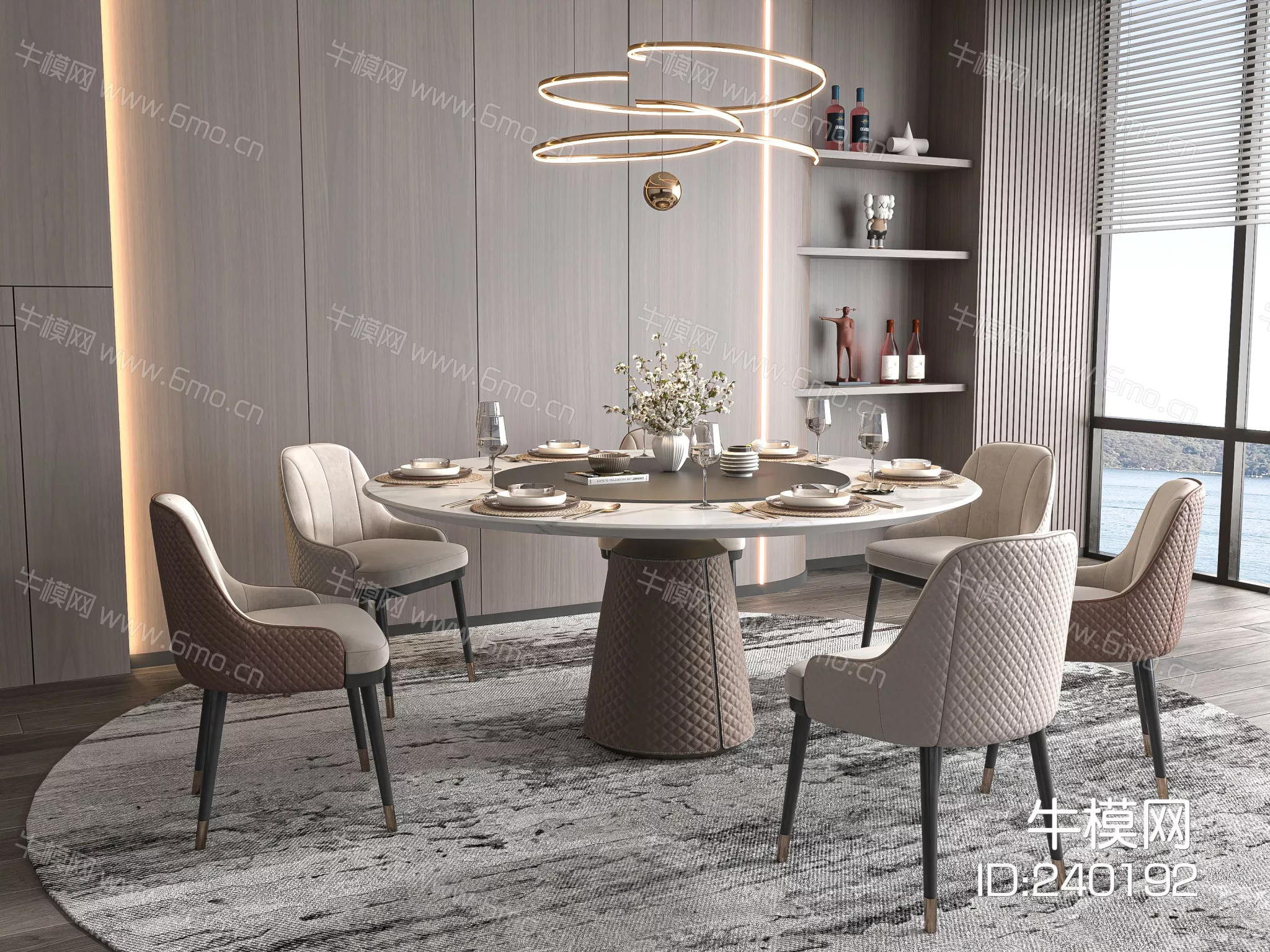 MODERN DINING TABLE SET - SKETCHUP 3D MODEL - ENSCAPE - 240192