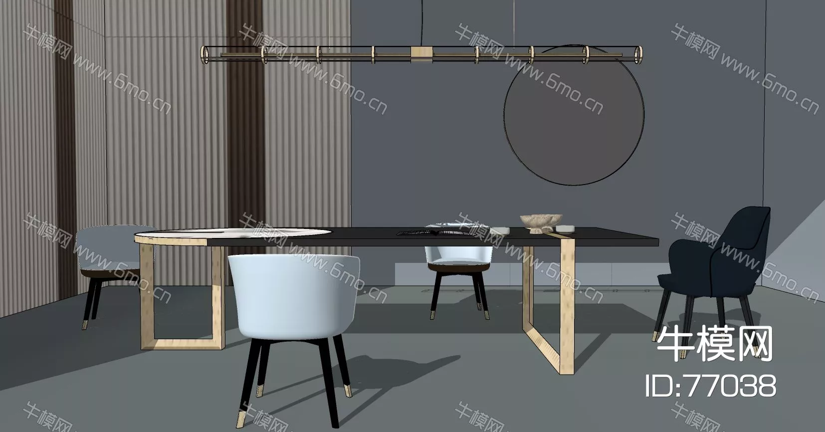 MODERN DINING TABLE SET - SKETCHUP 3D MODEL - ENSCAPE - 77038