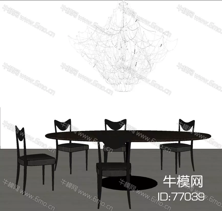 MODERN DINING TABLE SET - SKETCHUP 3D MODEL - ENSCAPE - 77039