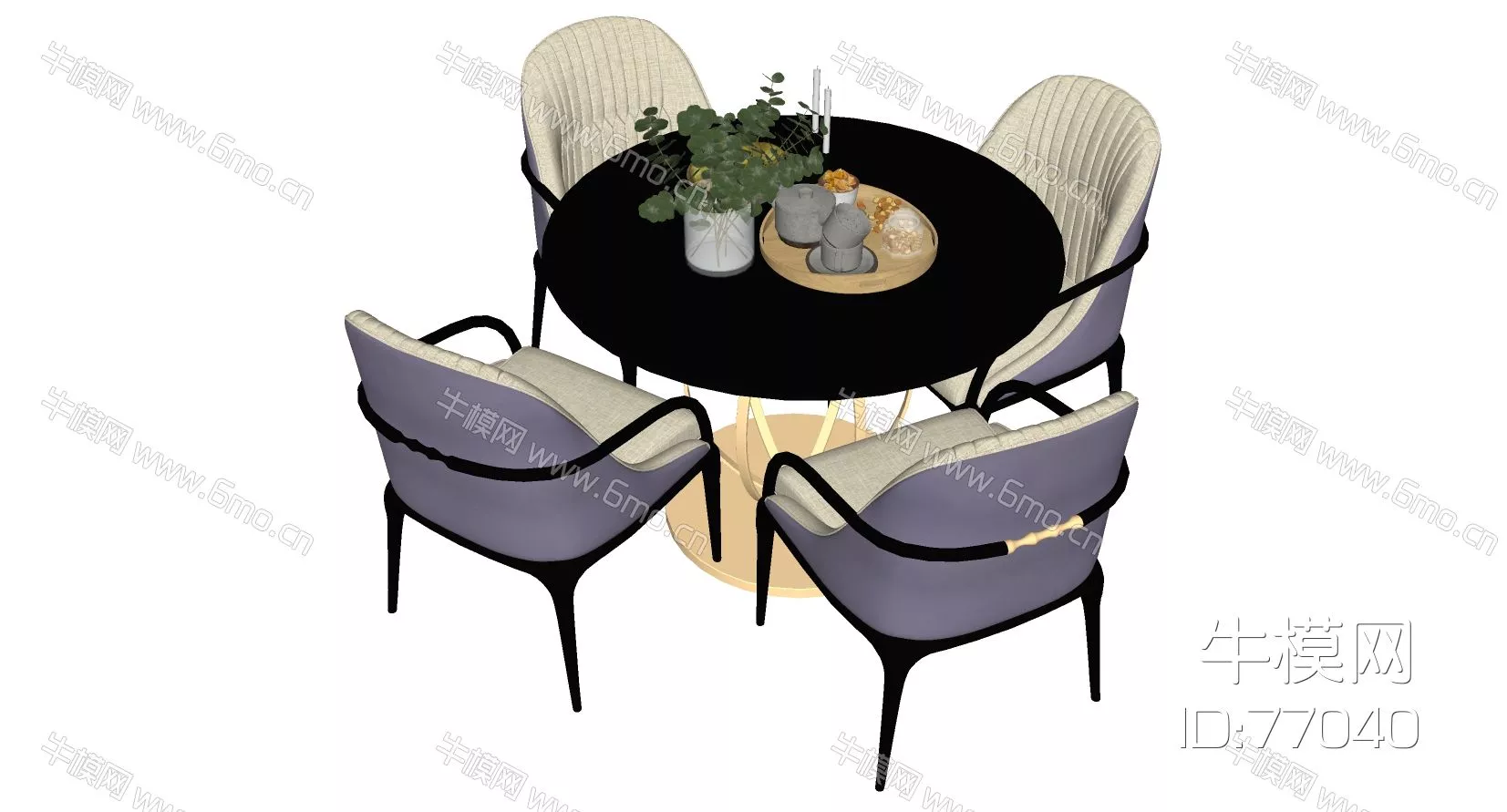 MODERN DINING TABLE SET - SKETCHUP 3D MODEL - ENSCAPE - 77040