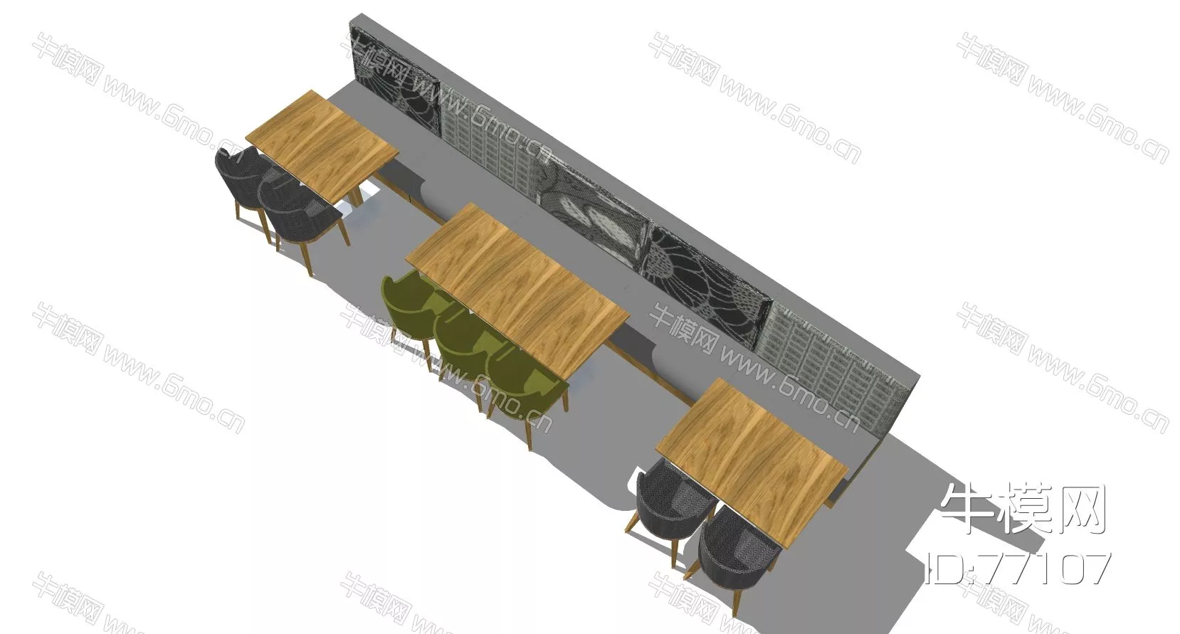 MODERN DINING TABLE SET - SKETCHUP 3D MODEL - ENSCAPE - 77107