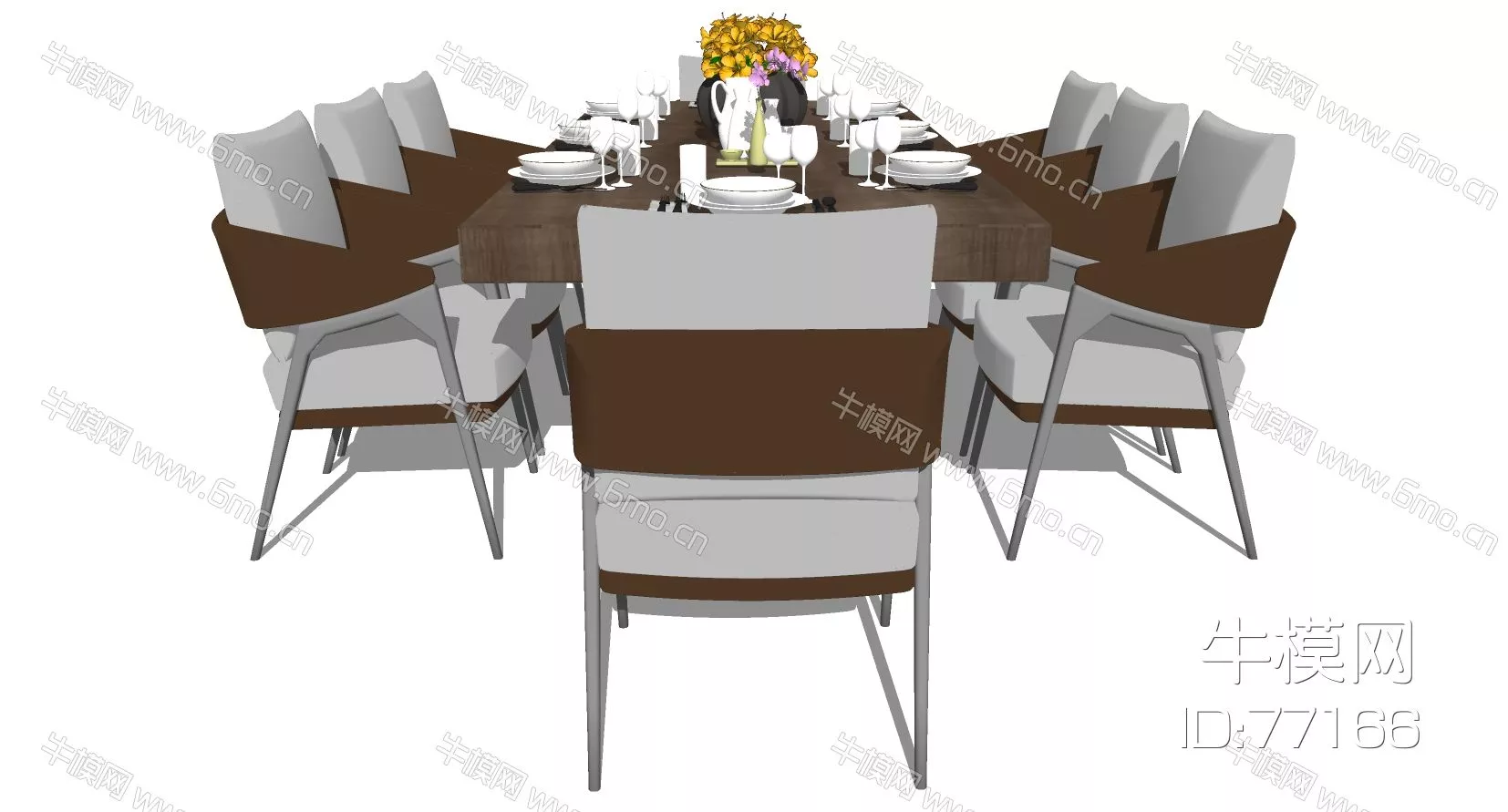 MODERN DINING TABLE SET - SKETCHUP 3D MODEL - ENSCAPE - 77166