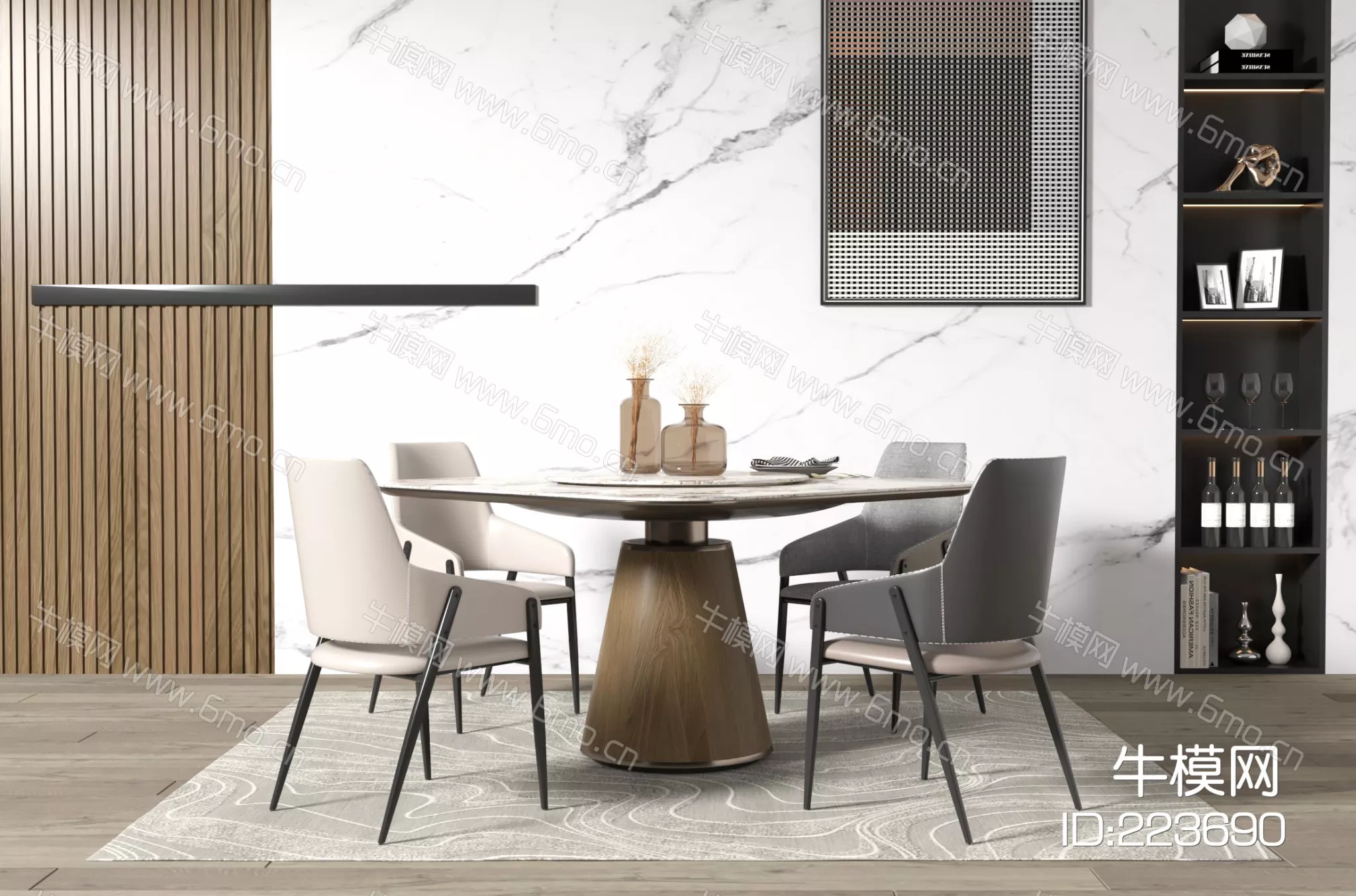 MODERN DINING TABLE SET - SKETCHUP 3D MODEL - VRAY - 223690