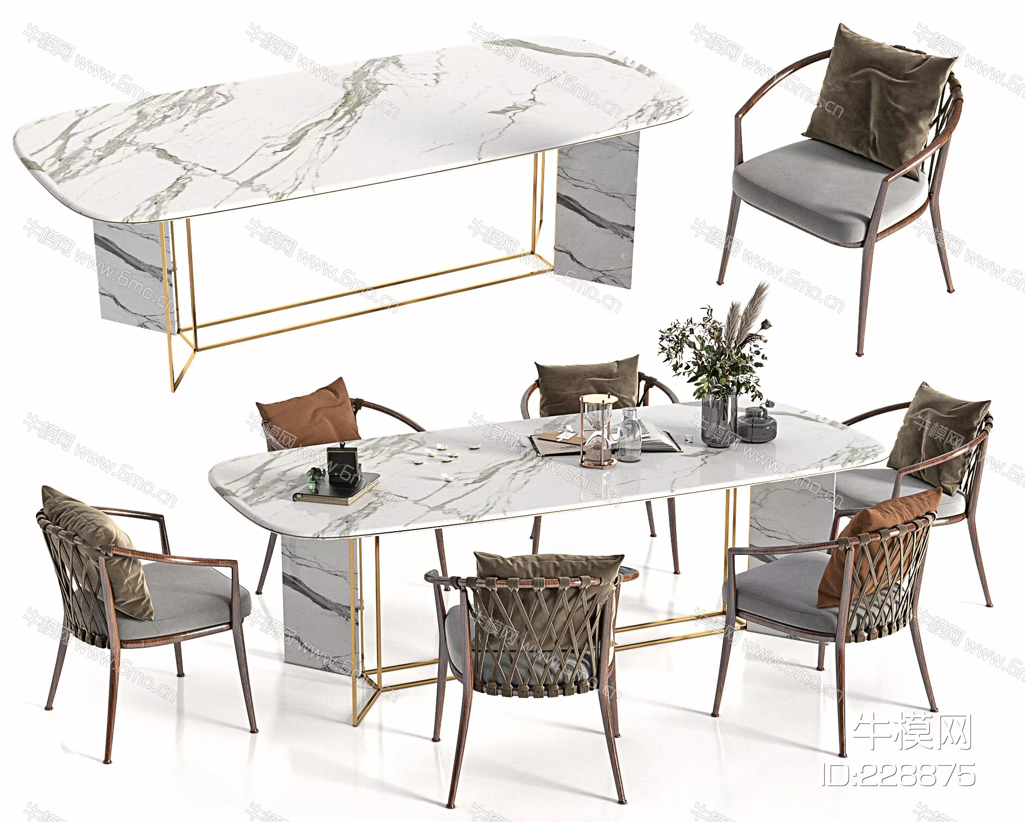 MODERN DINING TABLE SET - SKETCHUP 3D MODEL - VRAY - 228875