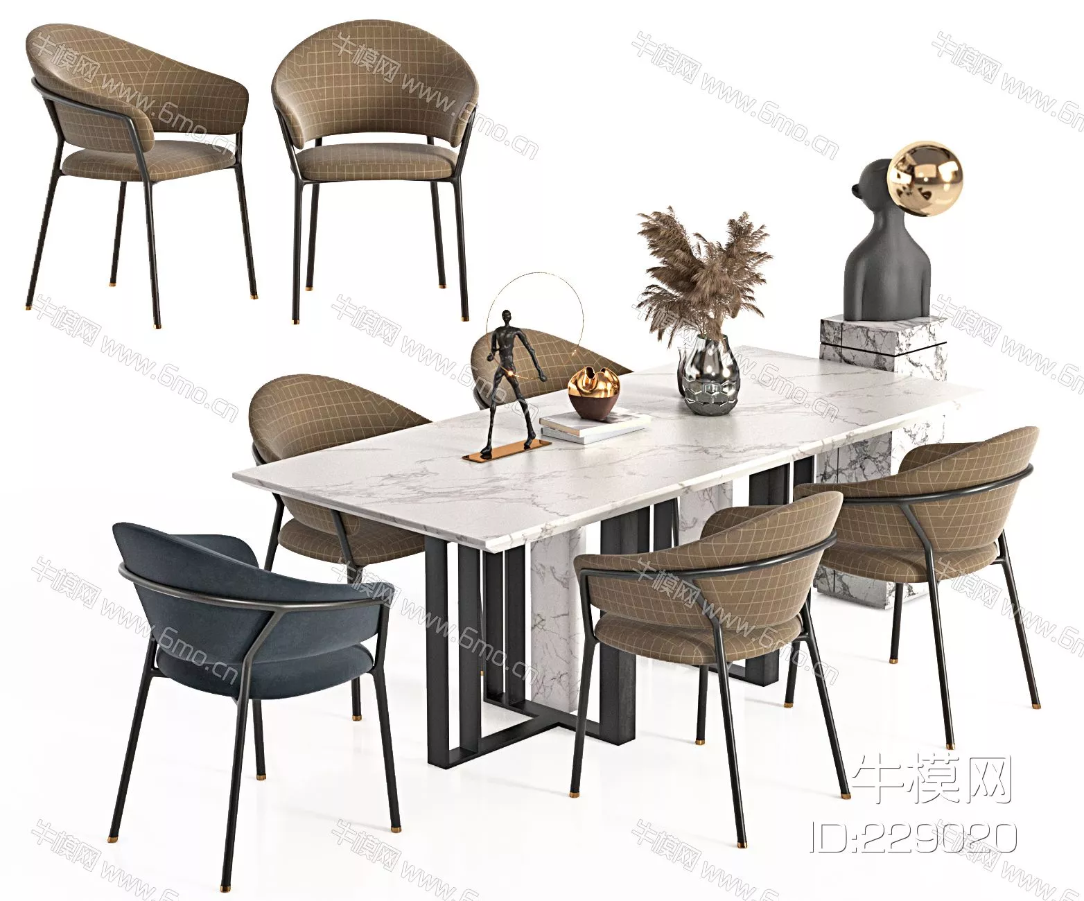 MODERN DINING TABLE SET - SKETCHUP 3D MODEL - VRAY - 229020