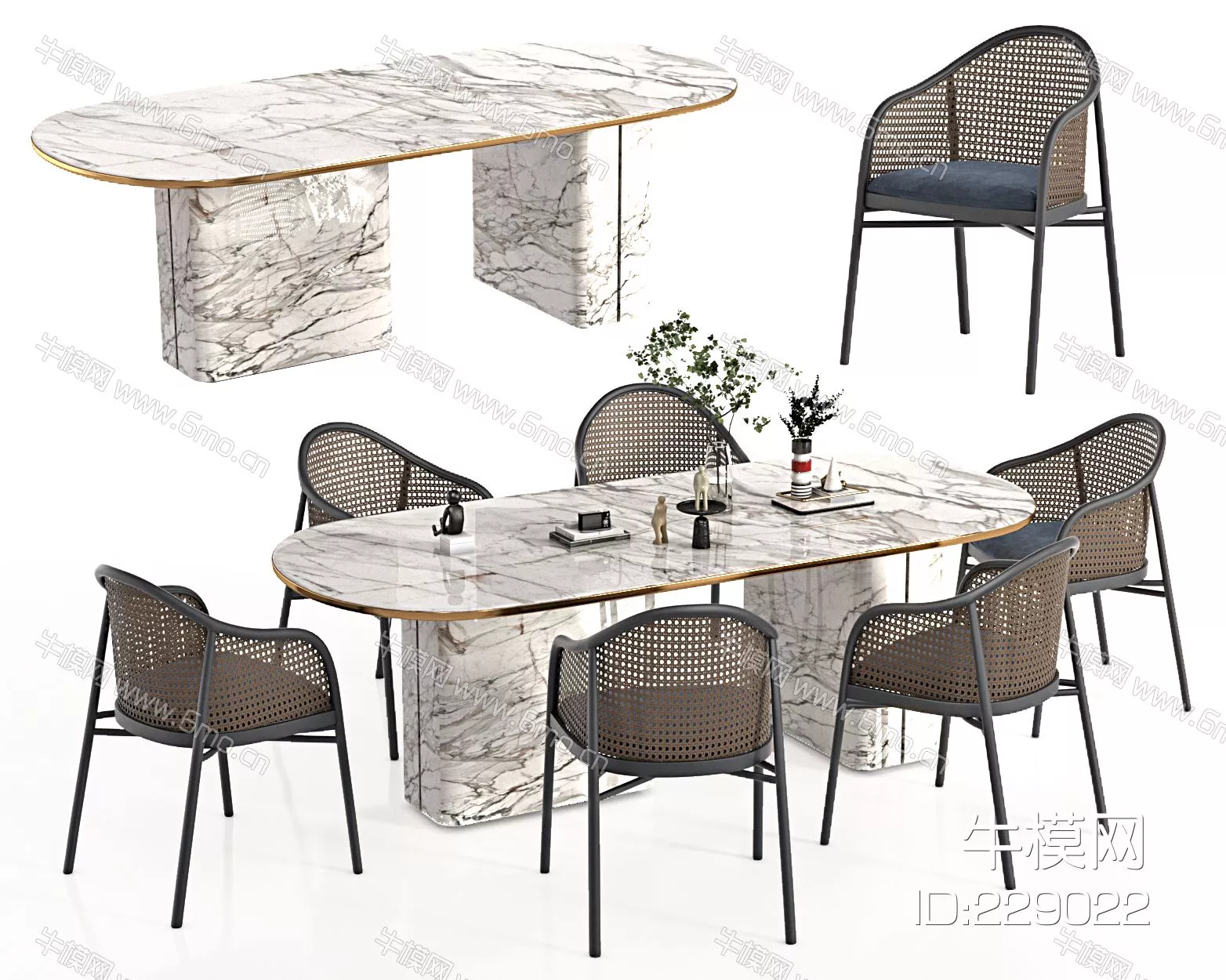 MODERN DINING TABLE SET - SKETCHUP 3D MODEL - VRAY - 229022