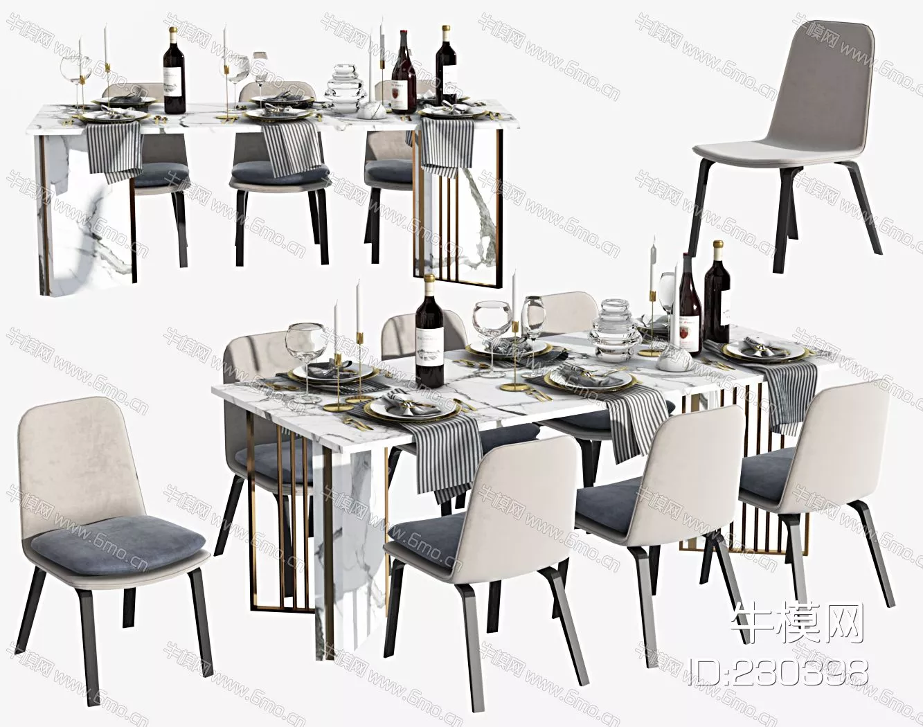 MODERN DINING TABLE SET - SKETCHUP 3D MODEL - VRAY - 230398