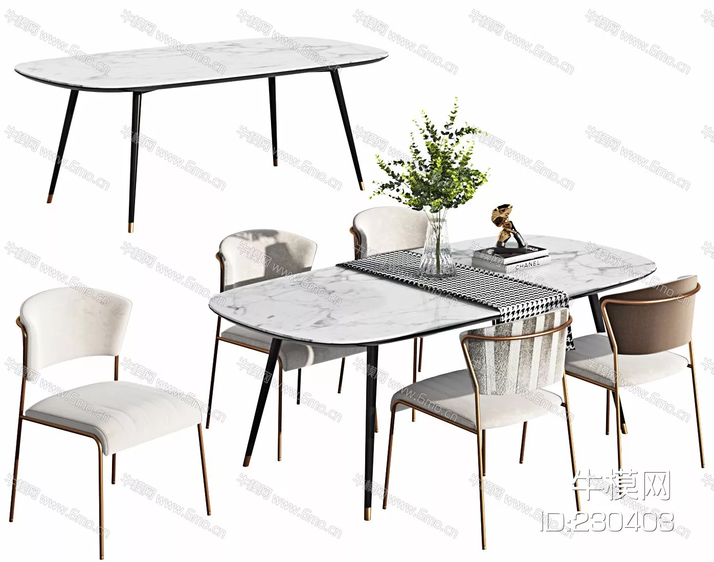 MODERN DINING TABLE SET - SKETCHUP 3D MODEL - VRAY - 230403