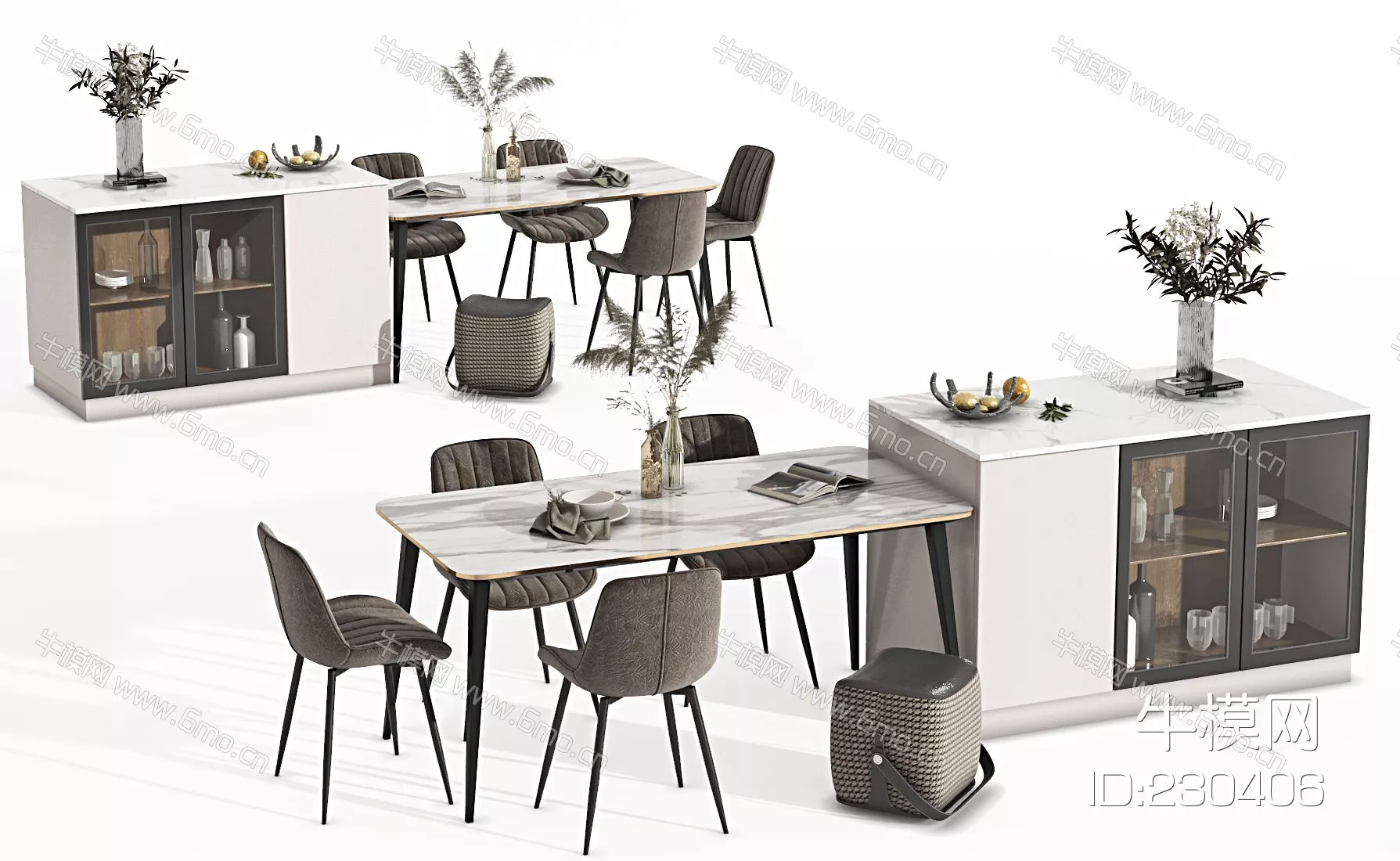 MODERN DINING TABLE SET - SKETCHUP 3D MODEL - VRAY - 230406