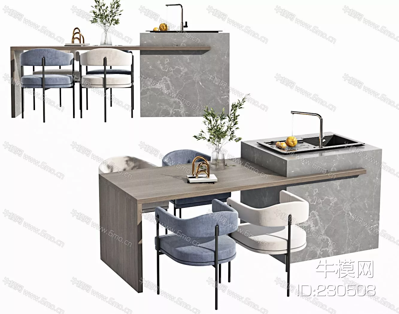 MODERN DINING TABLE SET - SKETCHUP 3D MODEL - VRAY - 230508