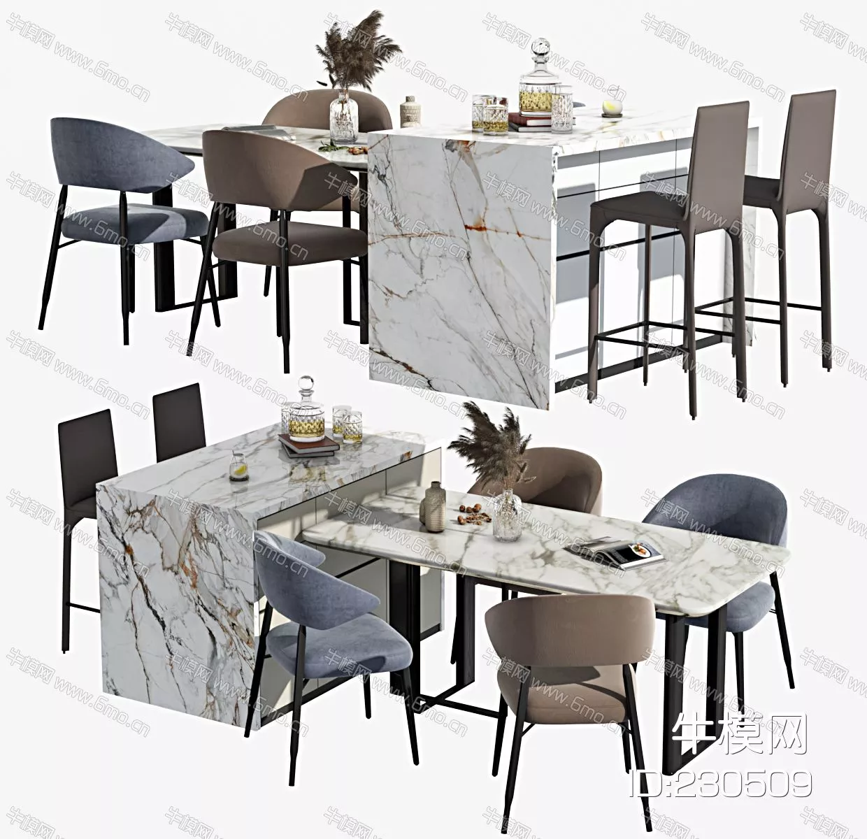 MODERN DINING TABLE SET - SKETCHUP 3D MODEL - VRAY - 230509