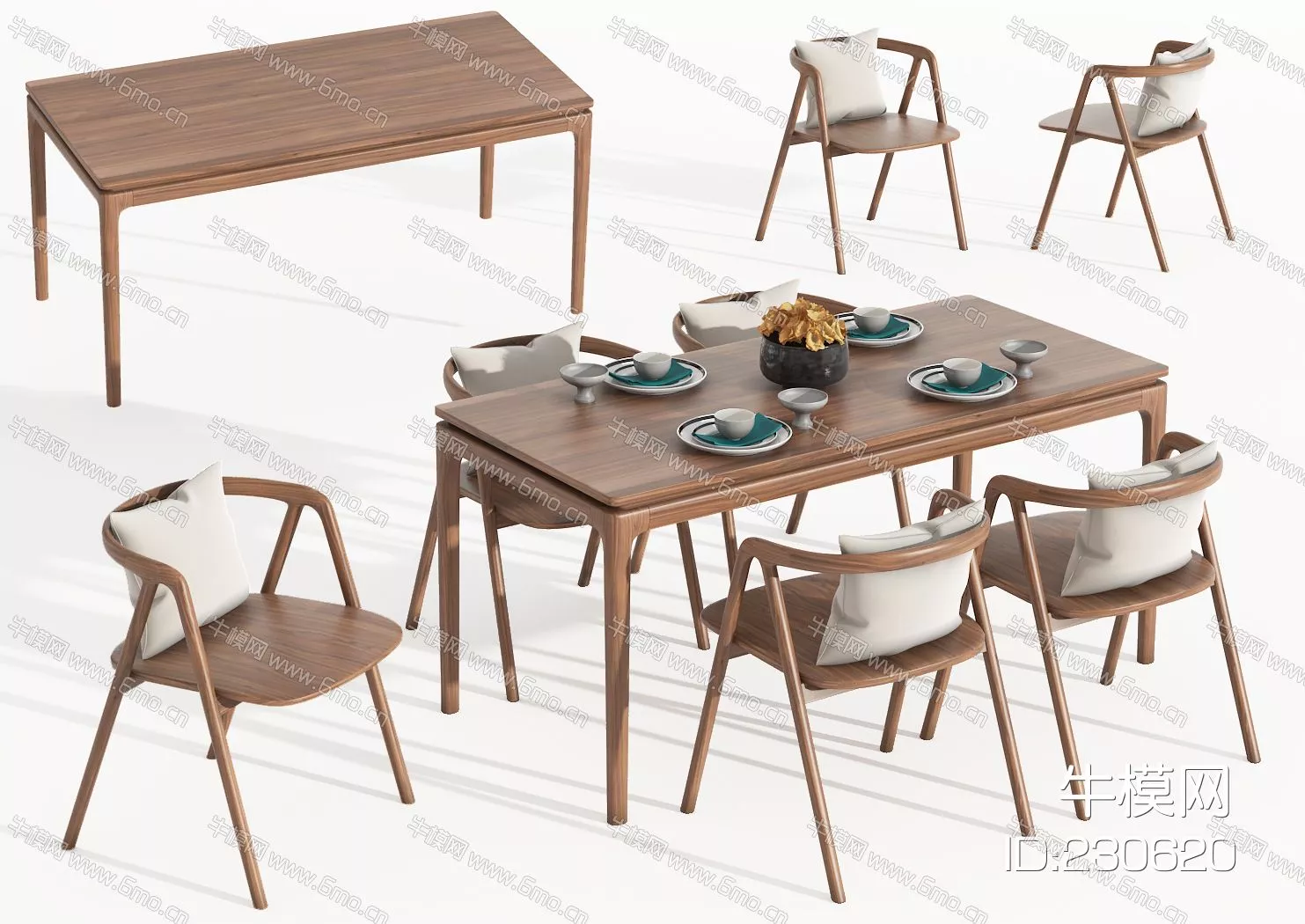 MODERN DINING TABLE SET - SKETCHUP 3D MODEL - VRAY - 230620