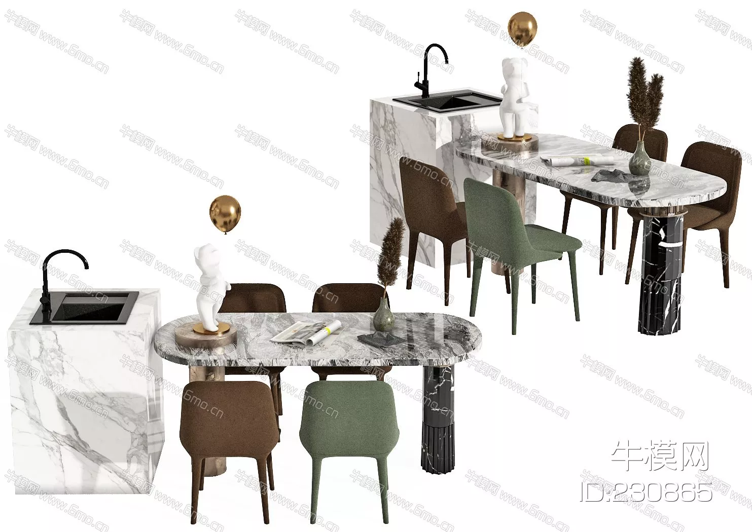 MODERN DINING TABLE SET - SKETCHUP 3D MODEL - VRAY - 230865