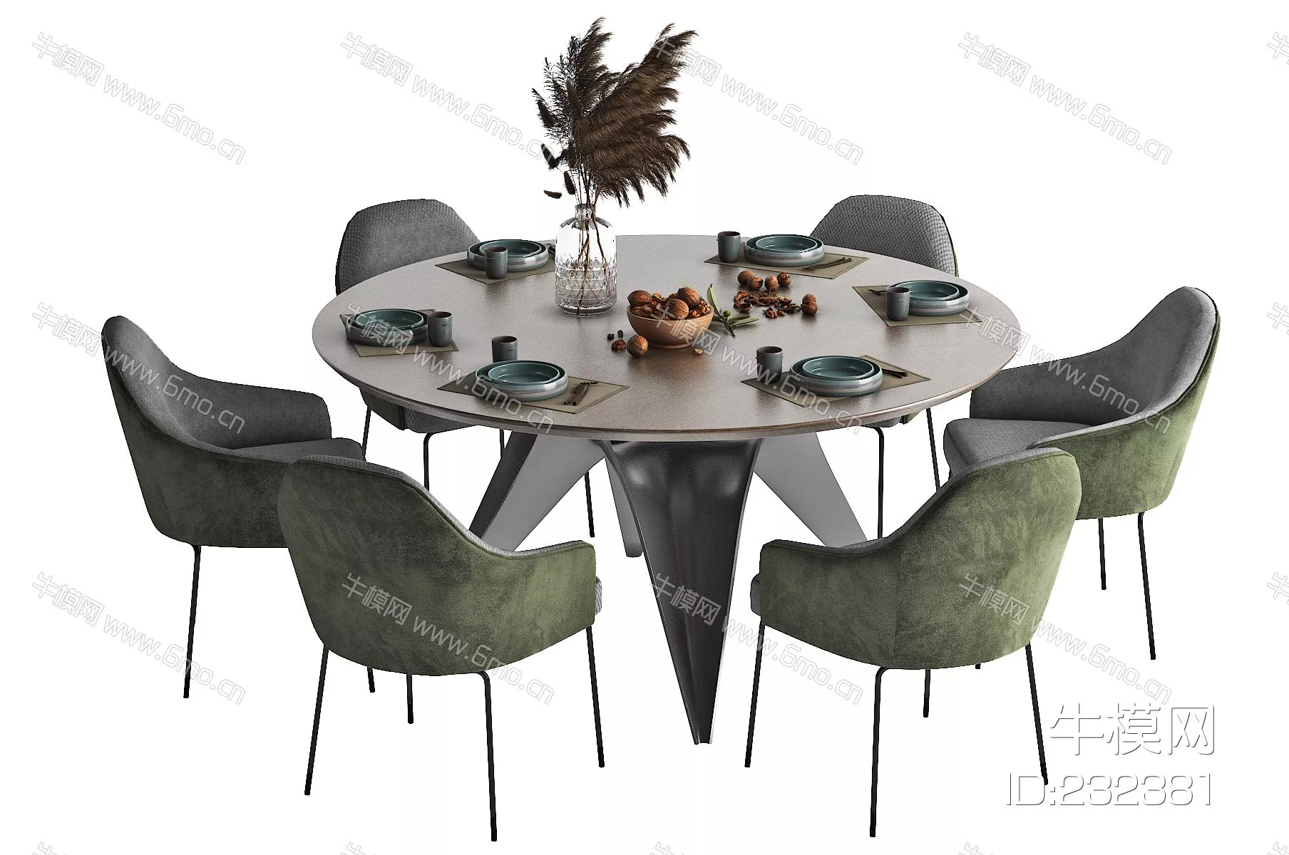 MODERN DINING TABLE SET - SKETCHUP 3D MODEL - VRAY - 232381