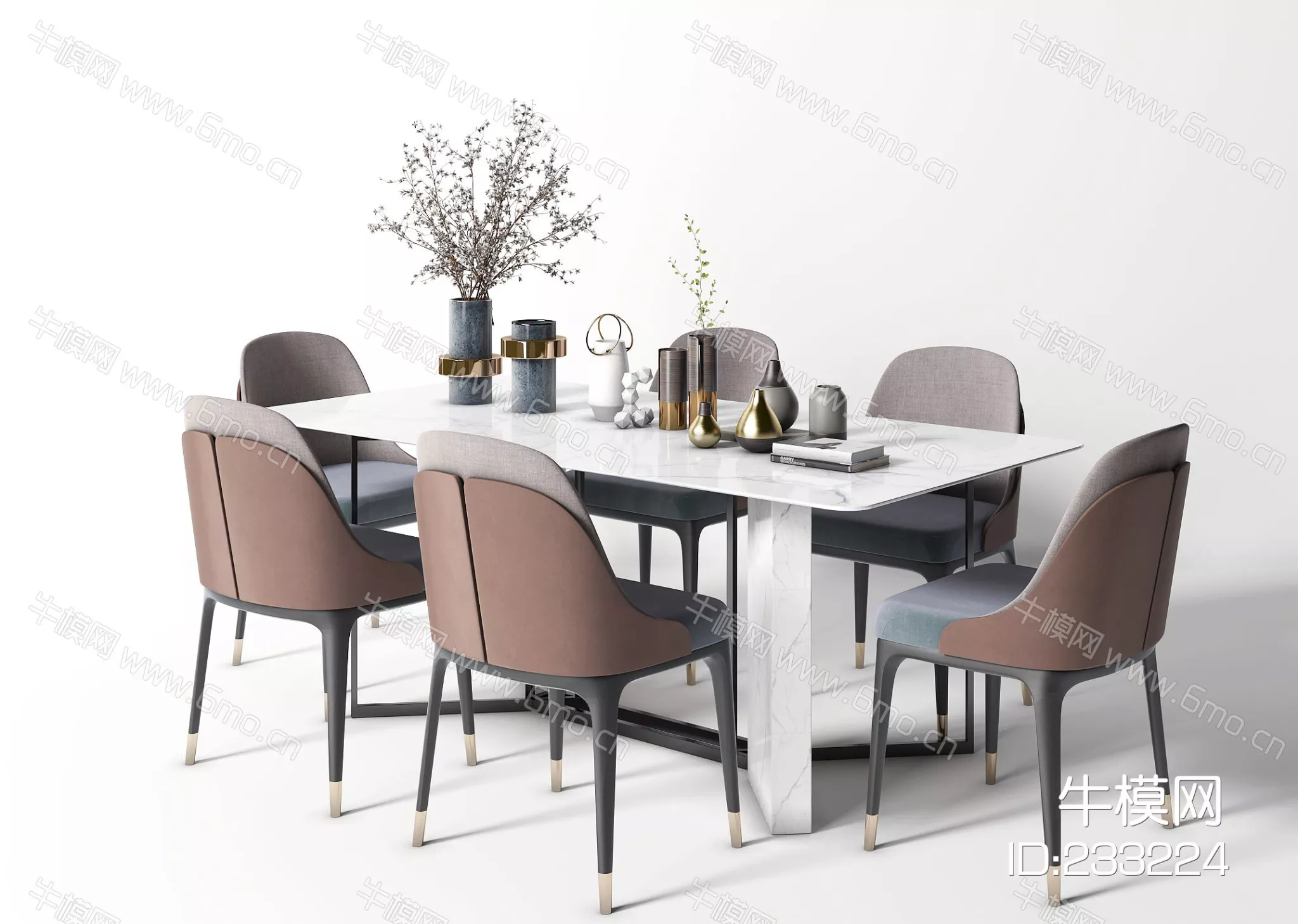 MODERN DINING TABLE SET - SKETCHUP 3D MODEL - VRAY - 233224