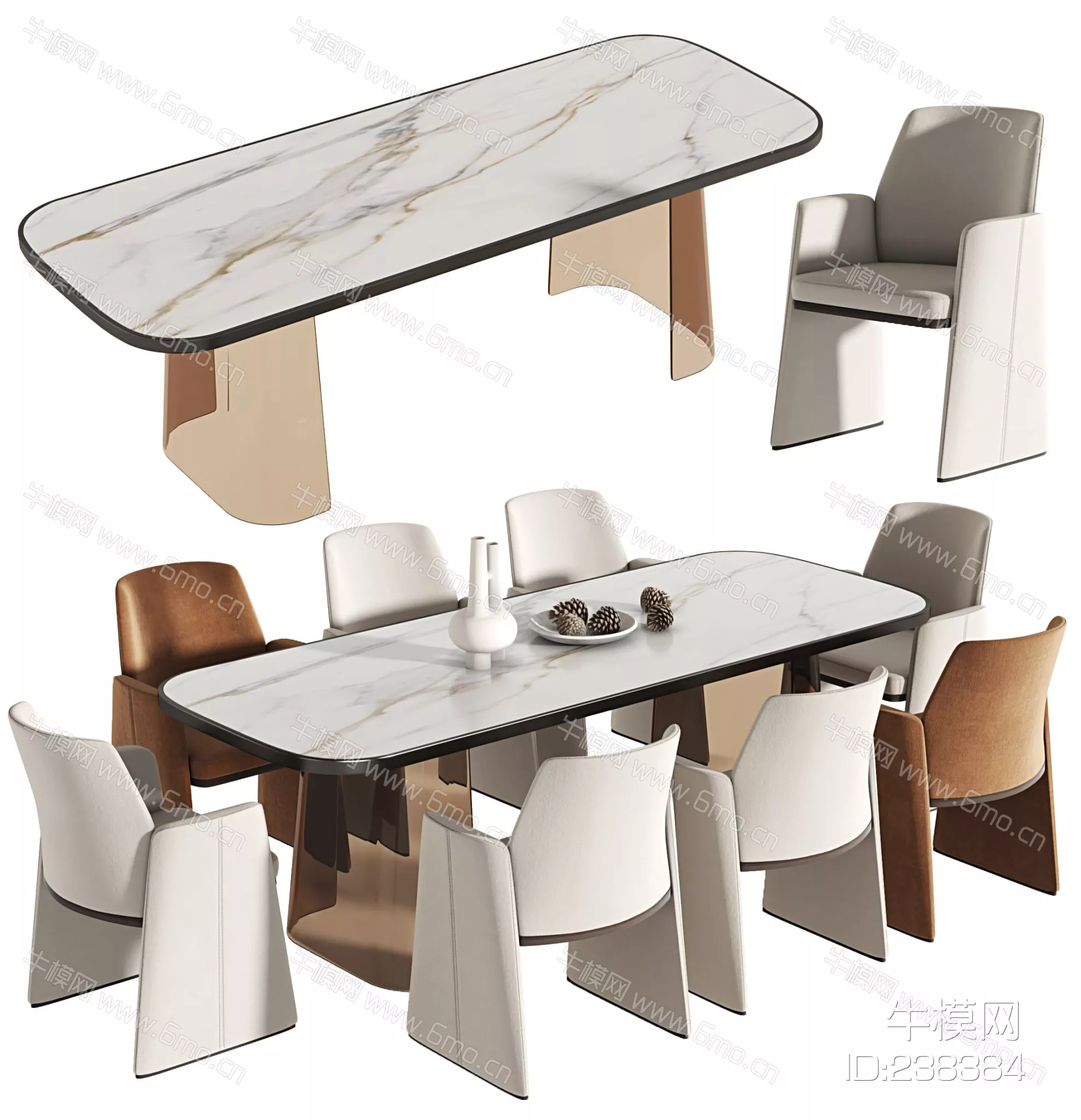 MODERN DINING TABLE SET - SKETCHUP 3D MODEL - VRAY - 238384