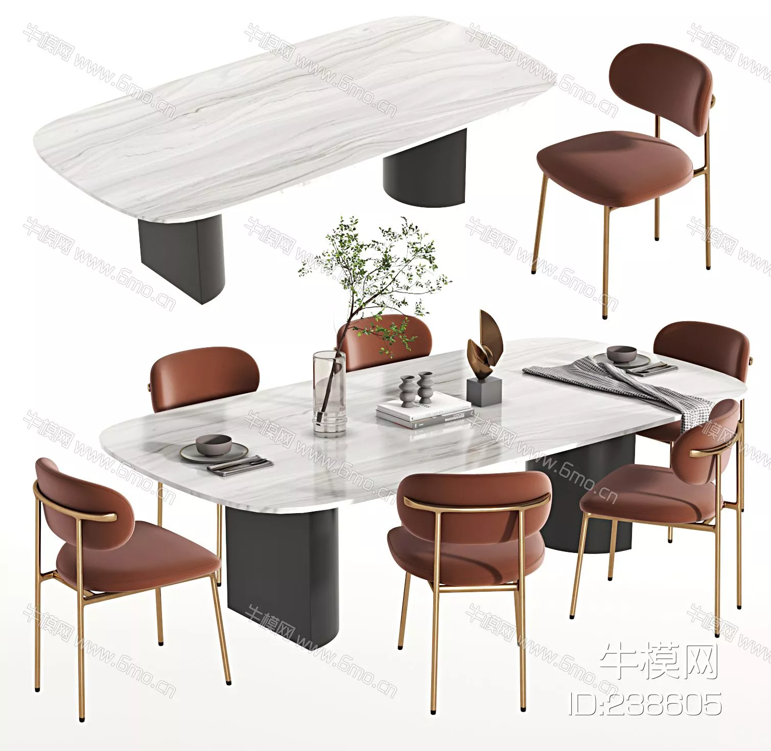 MODERN DINING TABLE SET - SKETCHUP 3D MODEL - VRAY - 238605