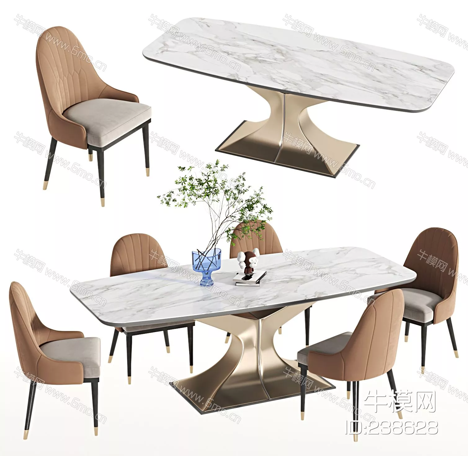 MODERN DINING TABLE SET - SKETCHUP 3D MODEL - VRAY - 238628