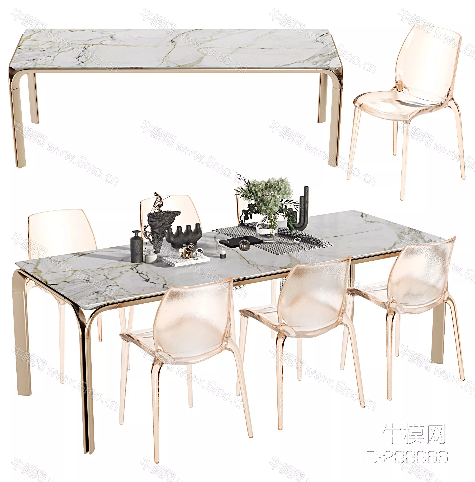 MODERN DINING TABLE SET - SKETCHUP 3D MODEL - VRAY - 238966