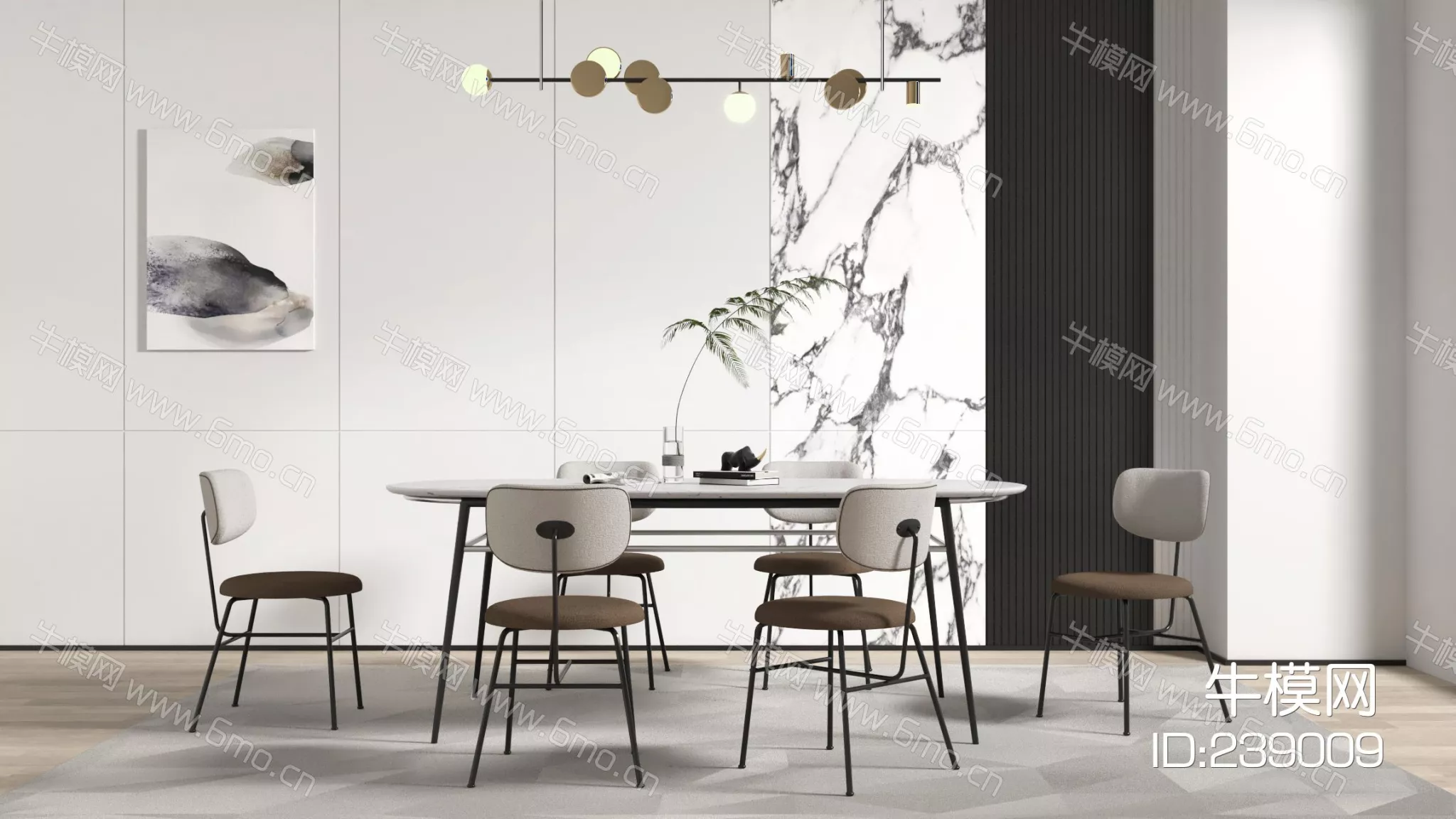 MODERN DINING TABLE SET - SKETCHUP 3D MODEL - VRAY - 239009