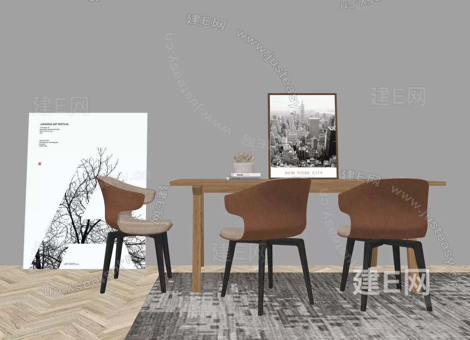 MODERN DINING TABLE SET - SKETCHUP 3D MODEL - VRAY OR ENSCAPE - 112214275