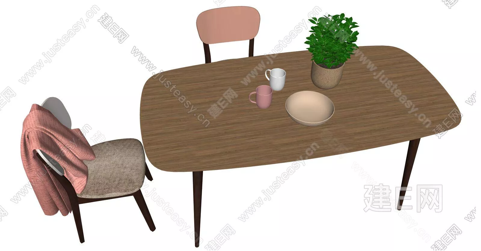 MODERN DINING TABLE SET - SKETCHUP 3D MODEL - VRAY OR ENSCAPE - 112214387