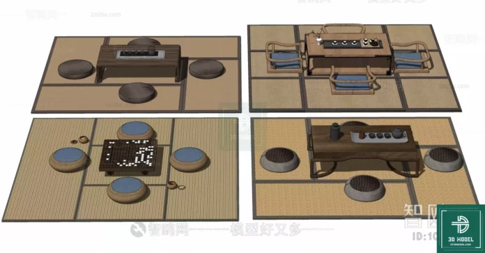 MODERN DINING TABLE SET - SKETCHUP 3D MODEL - VRAY OR ENSCAPE - ID06227