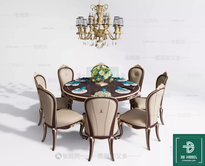 MODERN DINING TABLE SET - SKETCHUP 3D MODEL - VRAY OR ENSCAPE - ID06234