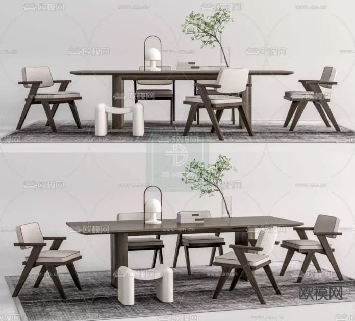 MODERN DINING TABLE SET - SKETCHUP 3D MODEL - VRAY OR ENSCAPE - ID06237