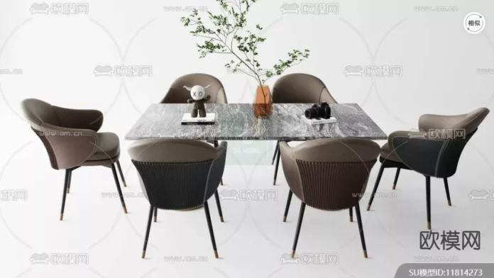 MODERN DINING TABLE SET - SKETCHUP 3D MODEL - VRAY OR ENSCAPE - ID06252