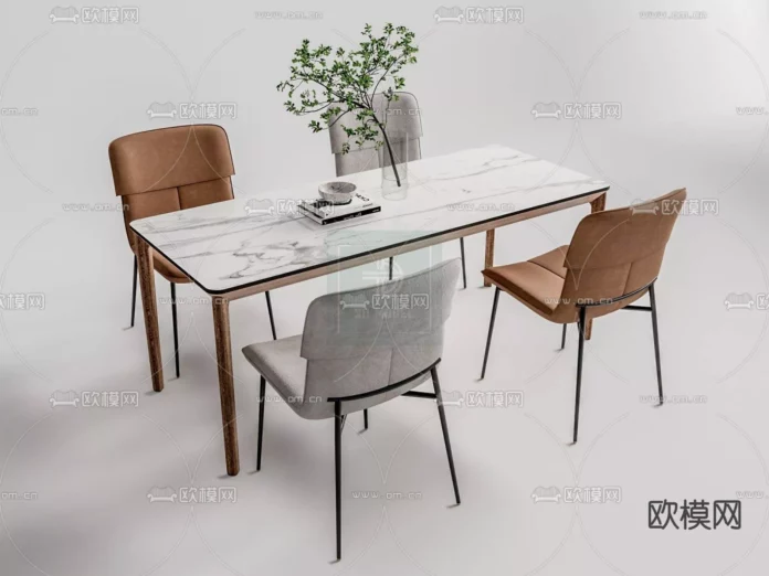 MODERN DINING TABLE SET - SKETCHUP 3D MODEL - VRAY OR ENSCAPE - ID06265