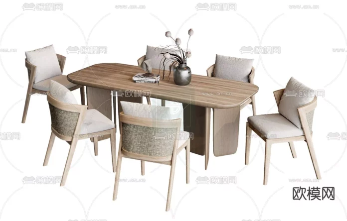 MODERN DINING TABLE SET - SKETCHUP 3D MODEL - VRAY OR ENSCAPE - ID06268