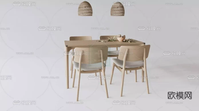 MODERN DINING TABLE SET - SKETCHUP 3D MODEL - VRAY OR ENSCAPE - ID06270