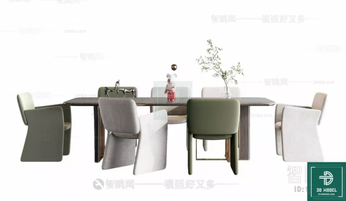 MODERN DINING TABLE SET - SKETCHUP 3D MODEL - VRAY OR ENSCAPE - ID06284