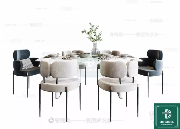 MODERN DINING TABLE SET - SKETCHUP 3D MODEL - VRAY OR ENSCAPE - ID06293