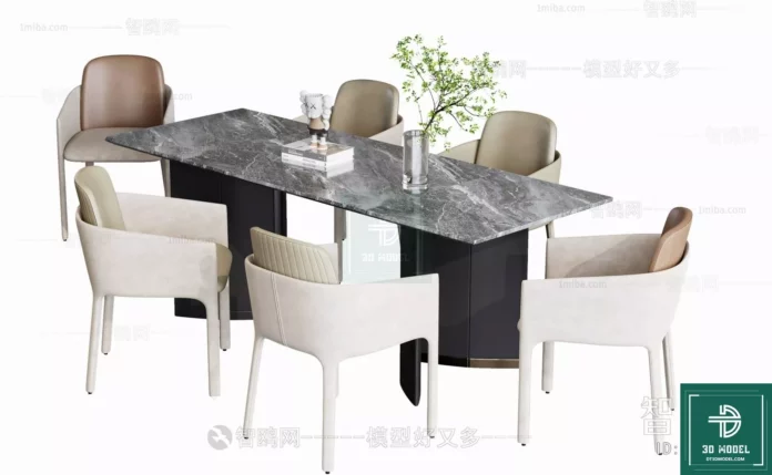 MODERN DINING TABLE SET - SKETCHUP 3D MODEL - VRAY OR ENSCAPE - ID06302