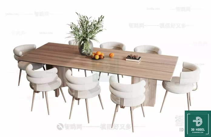 MODERN DINING TABLE SET - SKETCHUP 3D MODEL - VRAY OR ENSCAPE - ID06309