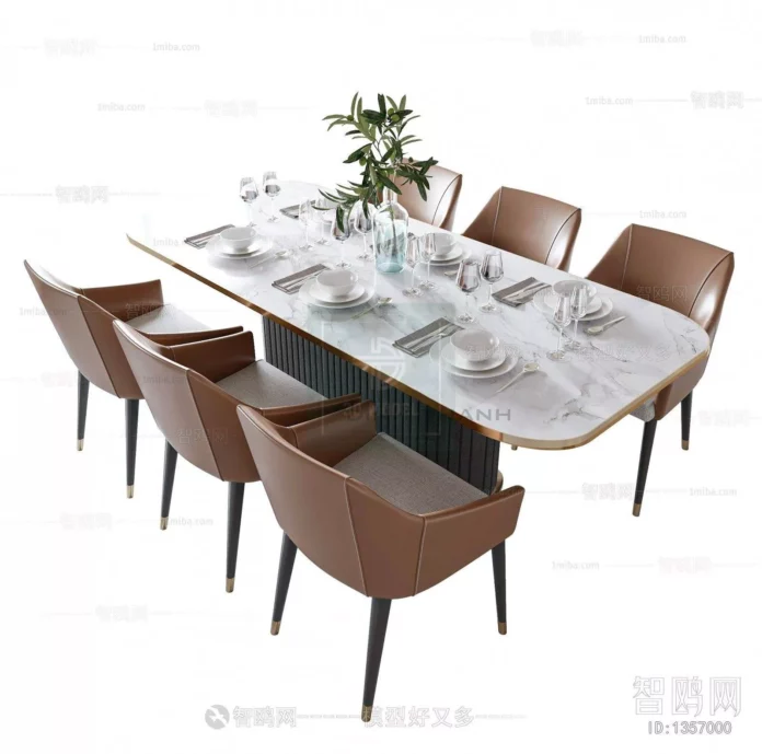 MODERN DINING TABLE SET - SKETCHUP 3D MODEL - VRAY OR ENSCAPE - ID06320