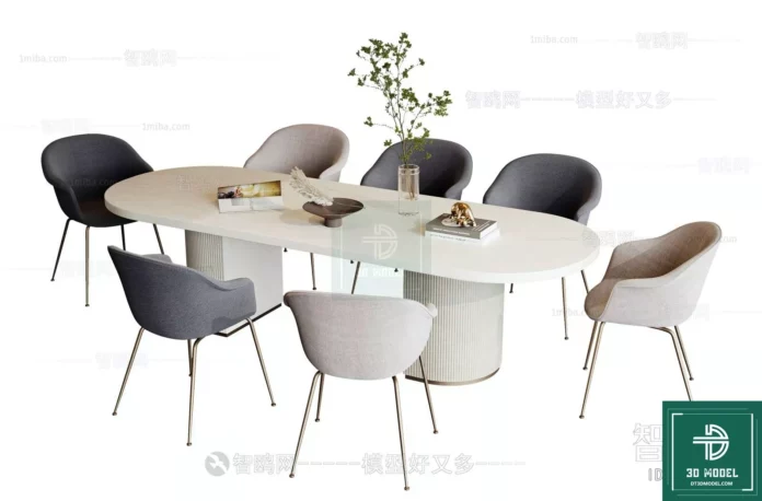 MODERN DINING TABLE SET - SKETCHUP 3D MODEL - VRAY OR ENSCAPE - ID06324