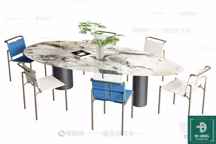 MODERN DINING TABLE SET - SKETCHUP 3D MODEL - VRAY OR ENSCAPE - ID06326