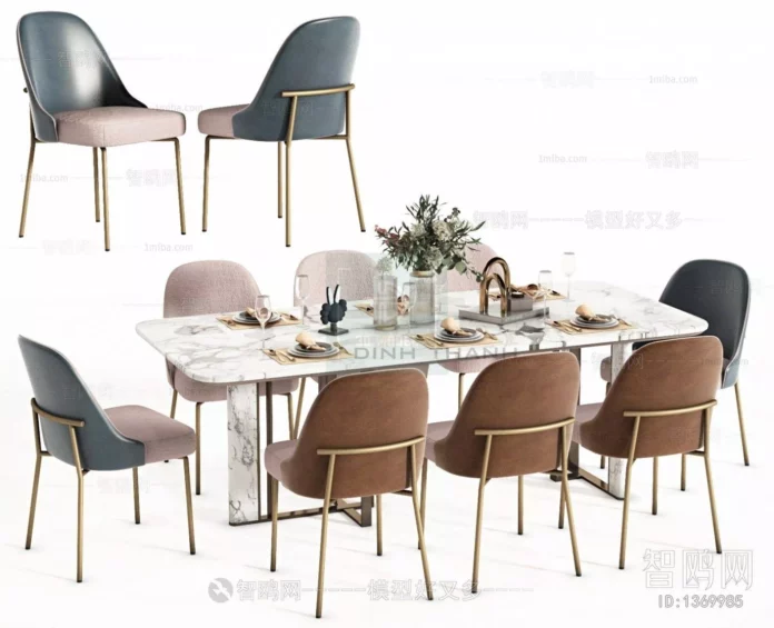 MODERN DINING TABLE SET - SKETCHUP 3D MODEL - VRAY OR ENSCAPE - ID06327