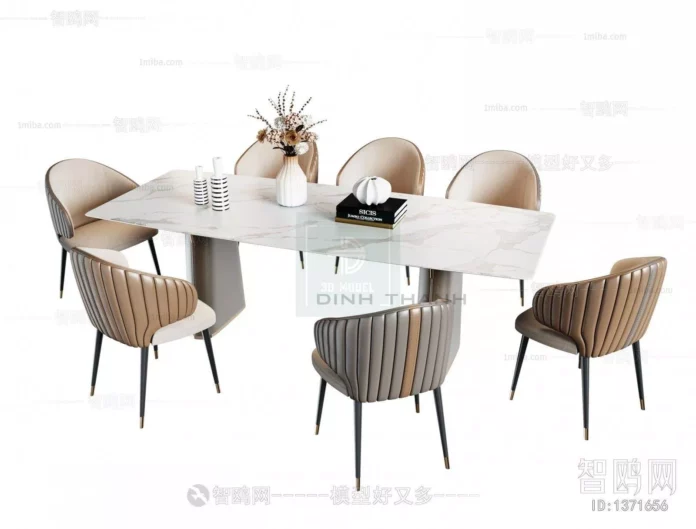 MODERN DINING TABLE SET - SKETCHUP 3D MODEL - VRAY OR ENSCAPE - ID06328