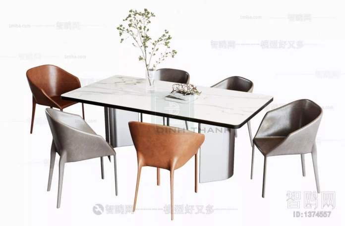 MODERN DINING TABLE SET - SKETCHUP 3D MODEL - VRAY OR ENSCAPE - ID06329
