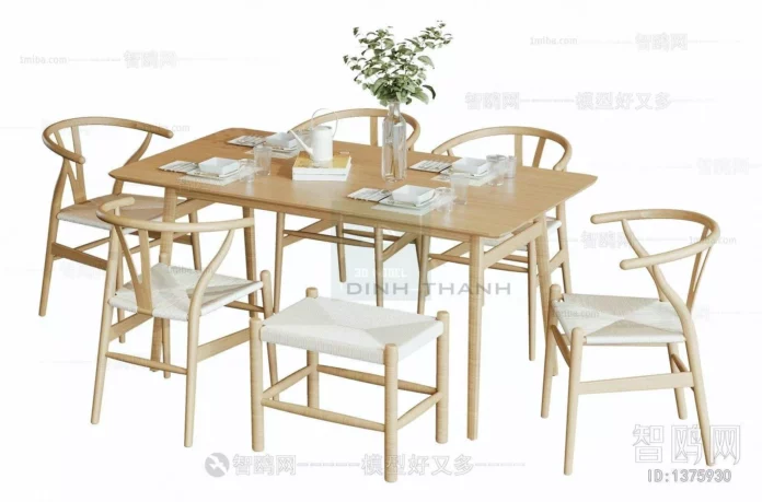 MODERN DINING TABLE SET - SKETCHUP 3D MODEL - VRAY OR ENSCAPE - ID06333