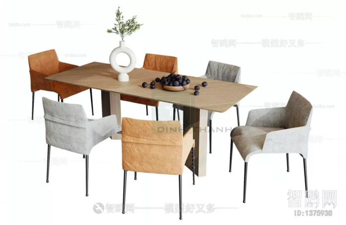 MODERN DINING TABLE SET - SKETCHUP 3D MODEL - VRAY OR ENSCAPE - ID06334