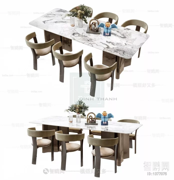 MODERN DINING TABLE SET - SKETCHUP 3D MODEL - VRAY OR ENSCAPE - ID06339