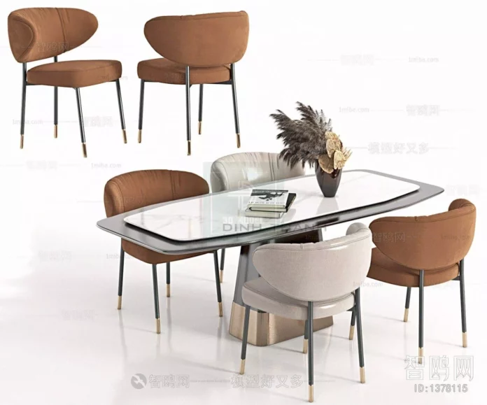 MODERN DINING TABLE SET - SKETCHUP 3D MODEL - VRAY OR ENSCAPE - ID06340